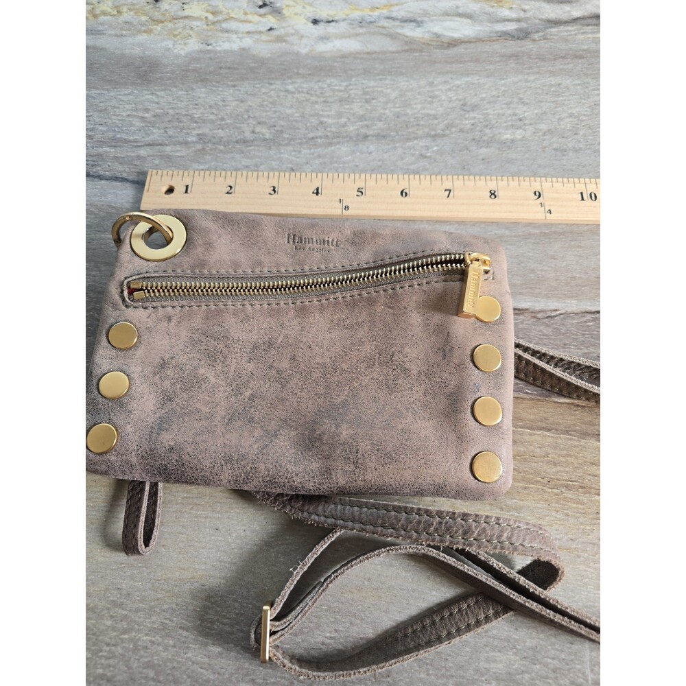 Hammitt Los Angeles Gray Leather Crossbody Clutch Wristlet Purse Pewter Nash - Picture 9 of 9